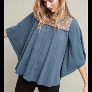 Deletta Anthropologie Josephine Blue Embellished Beaded Kimono sleeve size med